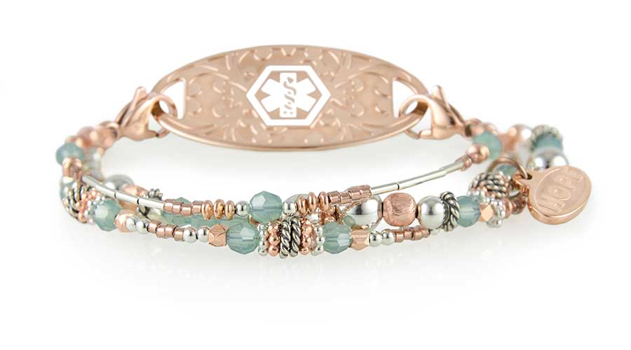 Medical Alert Bracelet For Diabetes & Epilepsy - Adjustable Stainless Steel ID Bracelet With Colorful Beads