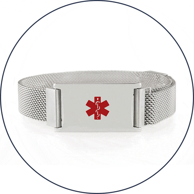 Changing medical ID bracelet styles in a variety of metal tones and materials