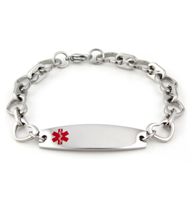 Open Heart Stainless Steel Medical ID Bracelet