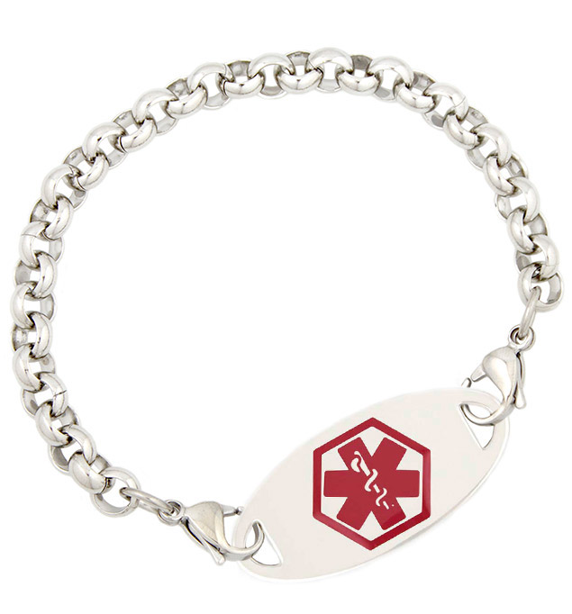 Stainless Steel Rolo Medical ID Bracelet Lauren's Hope