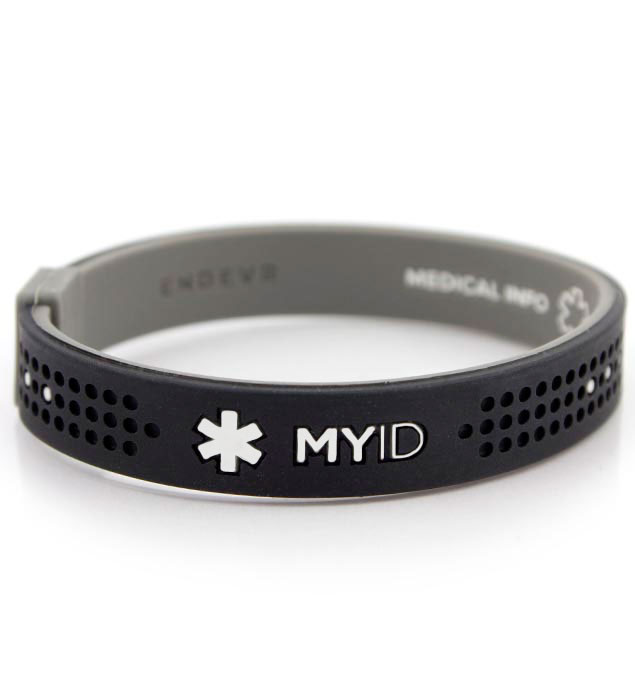 MyID Sport Black and Gray Medical ID Bracelet Lauren's Hope