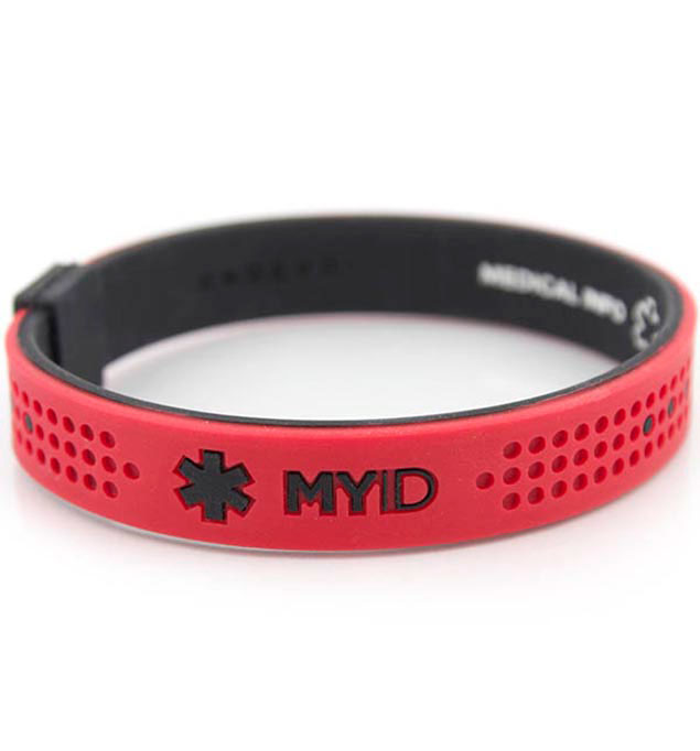 MyID Sport Red and Black Medical ID Bracelet Lauren's Hope