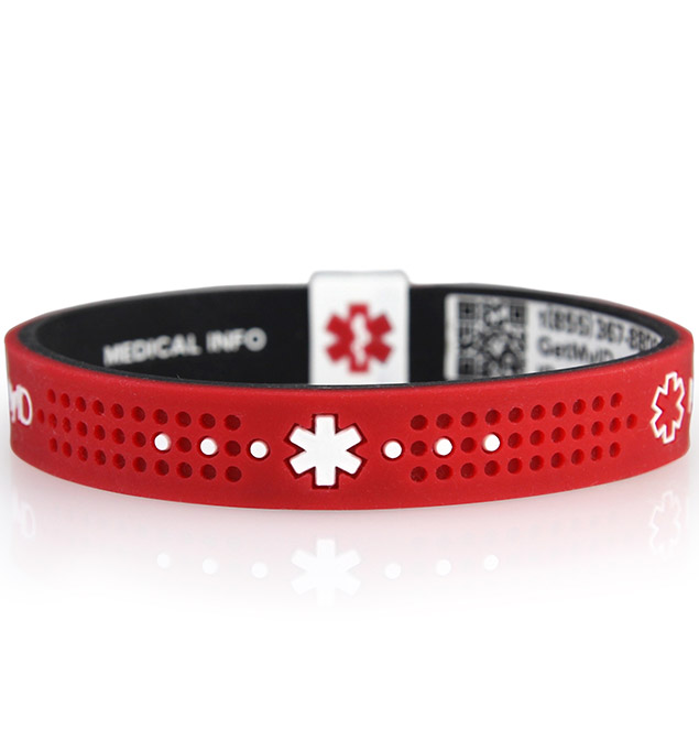 MyID Sport Red and Black Medical ID Bracelet Lauren's Hope