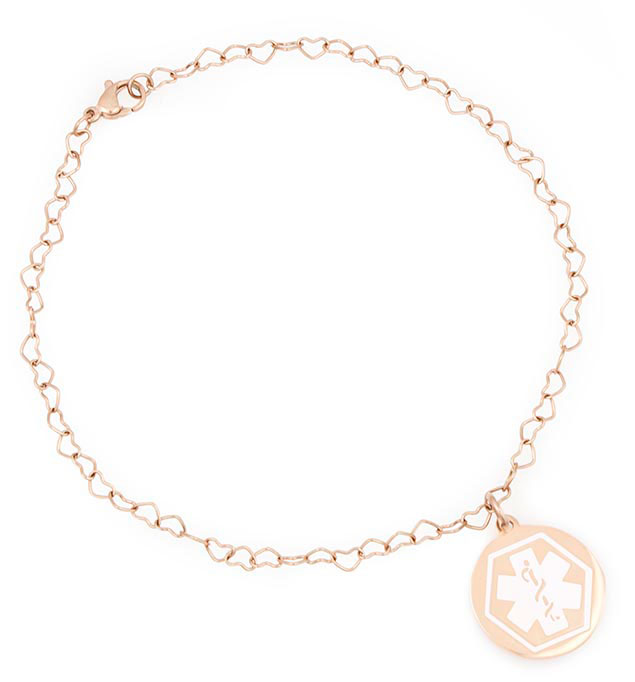 Rose Gold Tone Boardwalk Medical ID Ankle Bracelet