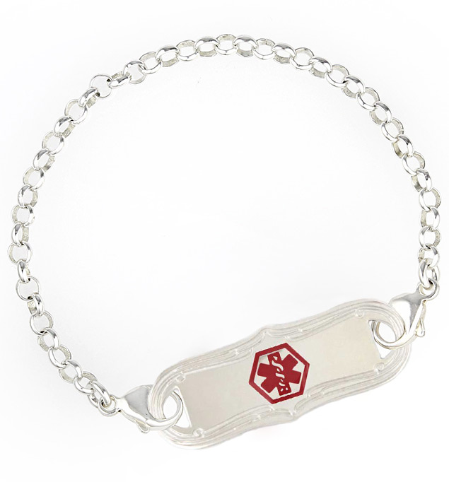 Sterling Silver Rolo Chain Medical ID Bracelet Lauren's Hope