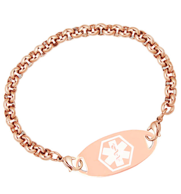 Rose Gold Tone Rolo Medical ID Bracelet | Lauren's Hope