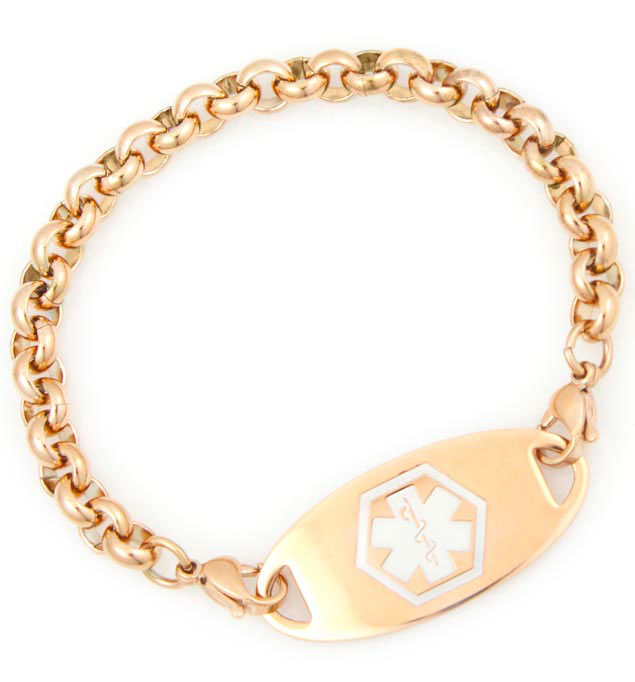 Rose Gold Tone Rolo Medical ID Bracelet Lauren's Hope