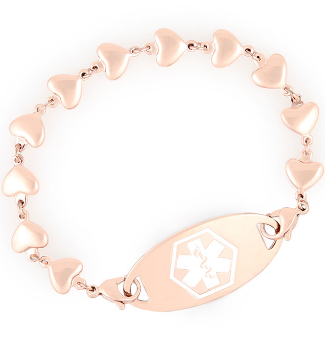 Tag Bracelet Rose Gold Medical Tone Tone ID bracelets gold ID rose Medical id medical Gold Rose with Tag Bracelet Rose Gold Medical Tone Tone ID bracelets gold ID rose Medical id medical Gold Rose with