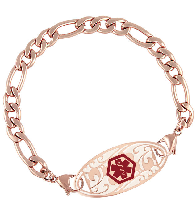 Rose Gold Tone Figaro Medical ID Bracelet Lauren's Hope
