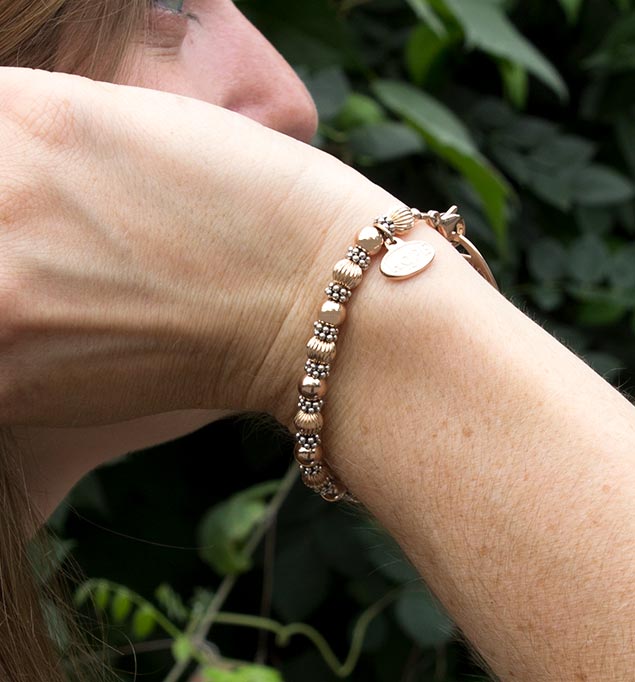 Rose Gold and Silver Balis ID Bracelet Lauren's Hope