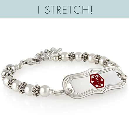 Sterling silver and silver filled bracelet with an Adjustable hypoallergenic stainless steel chain attached to mon petite ID tag