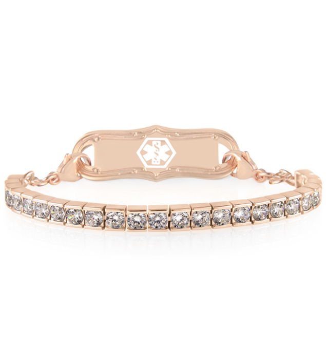 Audrey Medical ID Tennis Bracelet in Rose Gold