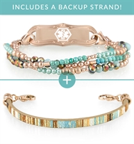 Sedona Med ID Bundle includes 3-strand beaded Sedona Medical ID Bracelet and 1-strand flat leather Echo Medical ID Bracelet