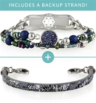 Medical ID bundle with blue beaded medical ID and sparkle leather medical ID